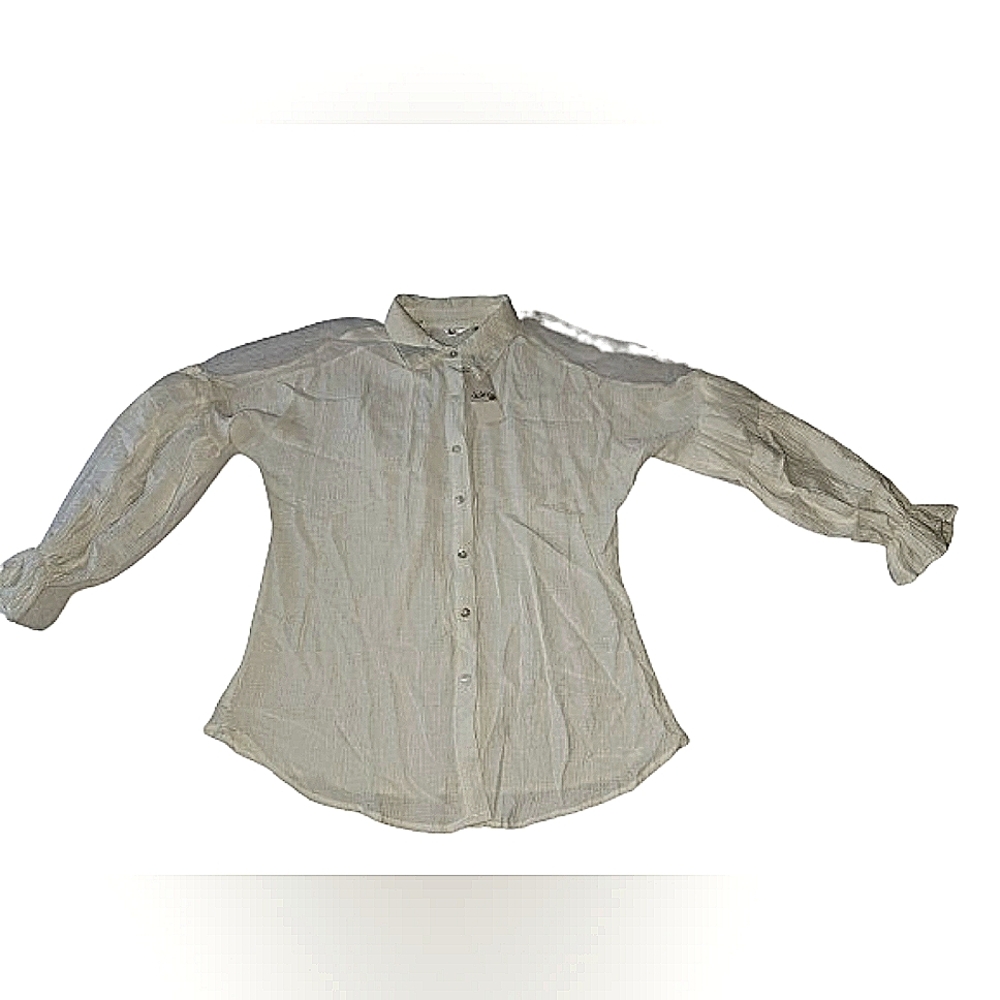 NWT Dalin, white long sleeve,  button up blouse size S